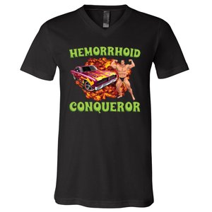 Hemorrhoid Conqueror Meme V-Neck T-Shirt