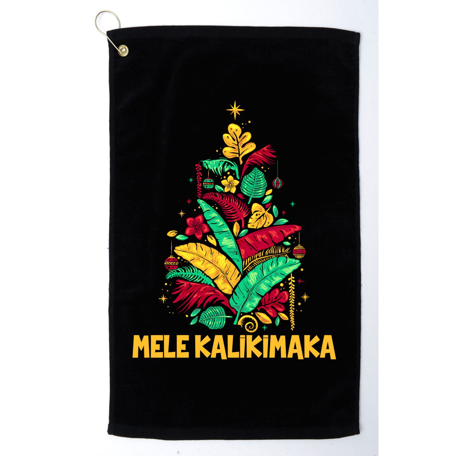 Hawaiian Christmas Mele Kalikimaka Tropical Leaves Tree Golf Towel