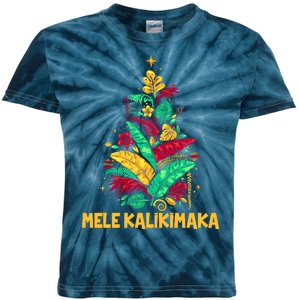 Hawaiian Christmas Mele Kalikimaka Tropical Leaves Tree Kids Tie-Dye T-Shirt