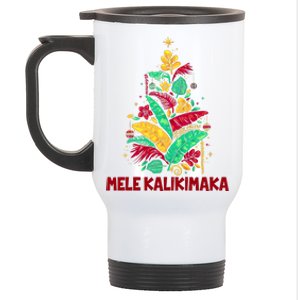 Hawaiian Christmas Mele Kalikimaka Tropical Leaves Tree Stainless Steel Travel Mug