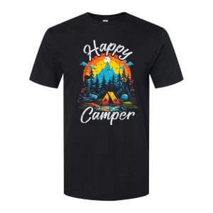 Happy Camper Mountain Forest Camping Happy Summer Camper Softstyle CVC T-Shirt