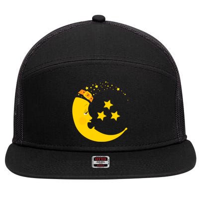 Halloween Crescent Moon Witch Hat Design Gift 7 Panel Mesh Trucker Snapback Hat