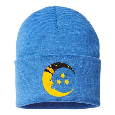 Halloween Crescent Moon Witch Hat Design Gift Sustainable Knit Beanie