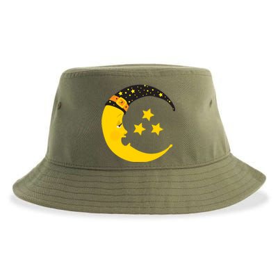 Halloween Crescent Moon Witch Hat Design Gift Sustainable Bucket Hat