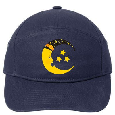 Halloween Crescent Moon Witch Hat Design Gift 7-Panel Snapback Hat