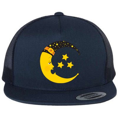 Halloween Crescent Moon Witch Hat Design Gift Flat Bill Trucker Hat