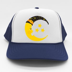 Halloween Crescent Moon Witch Hat Design Gift Trucker Hat