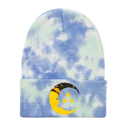 Halloween Crescent Moon Witch Hat Design Gift Tie Dye 12in Knit Beanie