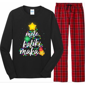 Hawaiian Christmas Mele Kaliki Maka Hibiscus Tree Long Sleeve Pajama Set