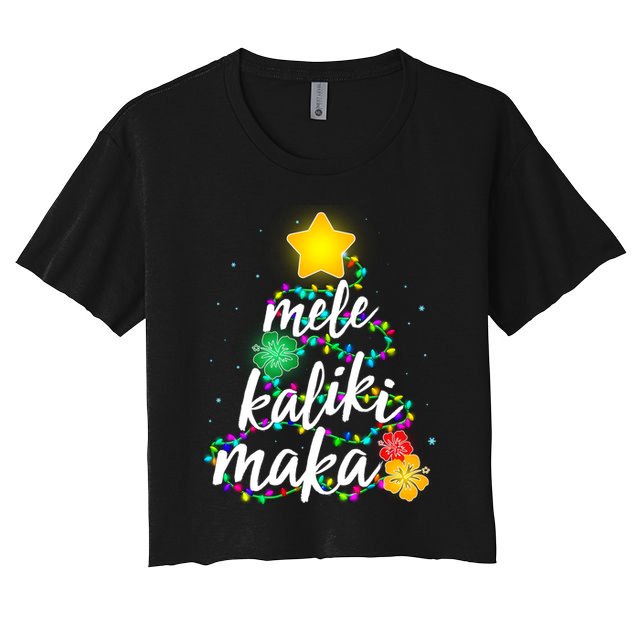 Hawaiian Christmas Mele Kaliki Maka Hibiscus Tree Crop Top