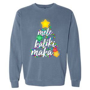 Hawaiian Christmas Mele Kaliki Maka Hibiscus Tree Garment-Dyed Sweatshirt