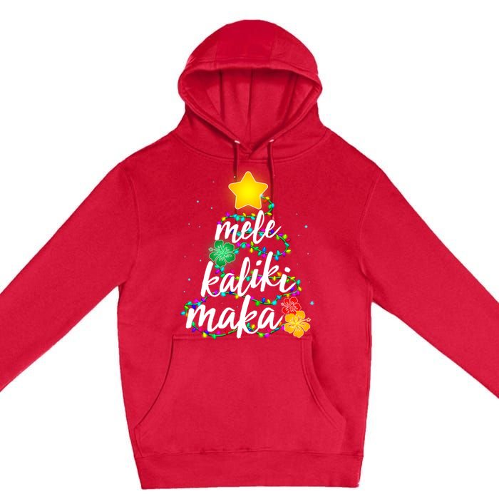 Hawaiian Christmas Mele Kaliki Maka Hibiscus Tree Premium Pullover Hoodie