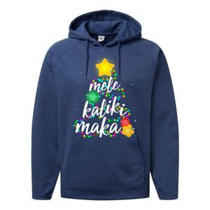 Hawaiian Christmas Mele Kaliki Maka Hibiscus Tree Performance Fleece Hoodie