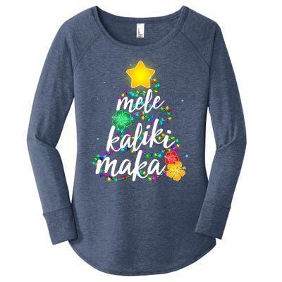 Hawaiian Christmas Mele Kaliki Maka Hibiscus Tree Women's Perfect Tri Tunic Long Sleeve Shirt