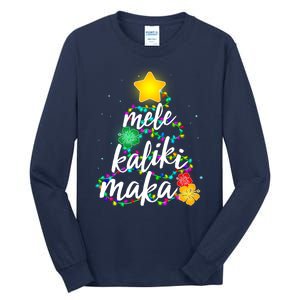 Hawaiian Christmas Mele Kaliki Maka Hibiscus Tree Tall Long Sleeve T-Shirt