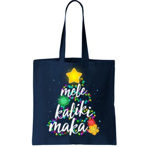 Hawaiian Christmas Mele Kaliki Maka Hibiscus Tree Tote Bag