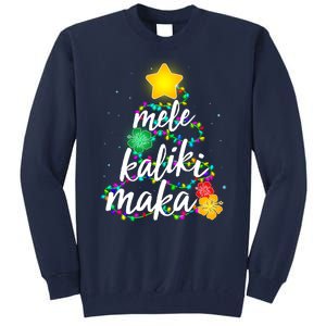 Hawaiian Christmas Mele Kaliki Maka Hibiscus Tree Tall Sweatshirt