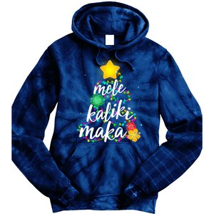 Hawaiian Christmas Mele Kaliki Maka Hibiscus Tree Tie Dye Hoodie