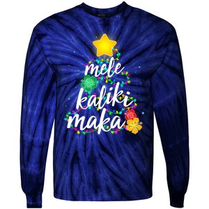 Hawaiian Christmas Mele Kaliki Maka Hibiscus Tree Tie-Dye Long Sleeve Shirt