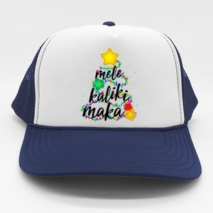 Hawaiian Christmas Mele Kaliki Maka Hibiscus Tree Trucker Hat