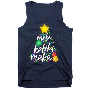 Hawaiian Christmas Mele Kaliki Maka Hibiscus Tree Tank Top