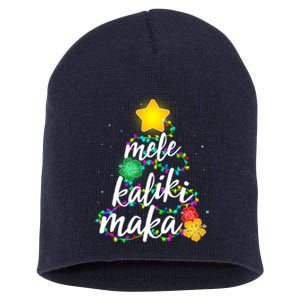 Hawaiian Christmas Mele Kaliki Maka Hibiscus Tree Short Acrylic Beanie