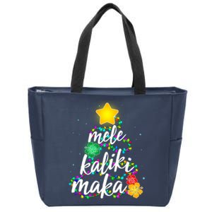 Hawaiian Christmas Mele Kaliki Maka Hibiscus Tree Zip Tote Bag