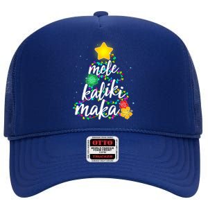 Hawaiian Christmas Mele Kaliki Maka Hibiscus Tree High Crown Mesh Back Trucker Hat