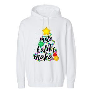 Hawaiian Christmas Mele Kaliki Maka Hibiscus Tree Garment-Dyed Fleece Hoodie