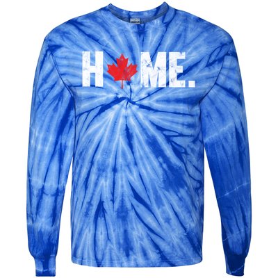 Home Canada Maple Leaf Distressed Gift Tie-Dye Long Sleeve Shirt