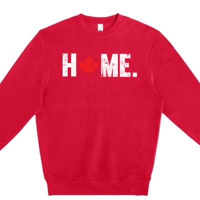 Home Canada Maple Leaf Distressed Gift Premium Crewneck Sweatshirt