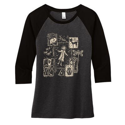 Horror Coraline Movie Women's Tri-Blend 3/4-Sleeve Raglan Shirt