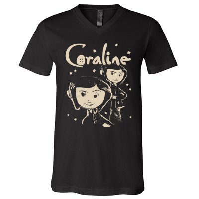 Horror Coraline Movie Halloween Coraline V-Neck T-Shirt