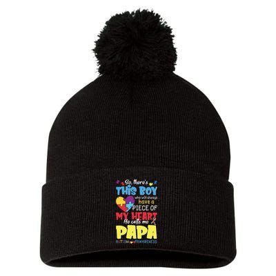He Calls Me Papa Autism Awareness Pom Pom 12in Knit Beanie