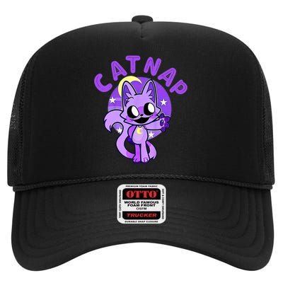 Hi Cats Nap Lover Funny Cat High Crown Mesh Back Trucker Hat