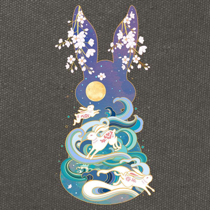 Happy Chinese New Year Year Of The Rabbit Cotton Canvas Backpack