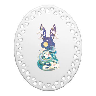 Happy Chinese New Year Year Of The Rabbit Ceramic Oval Ornament