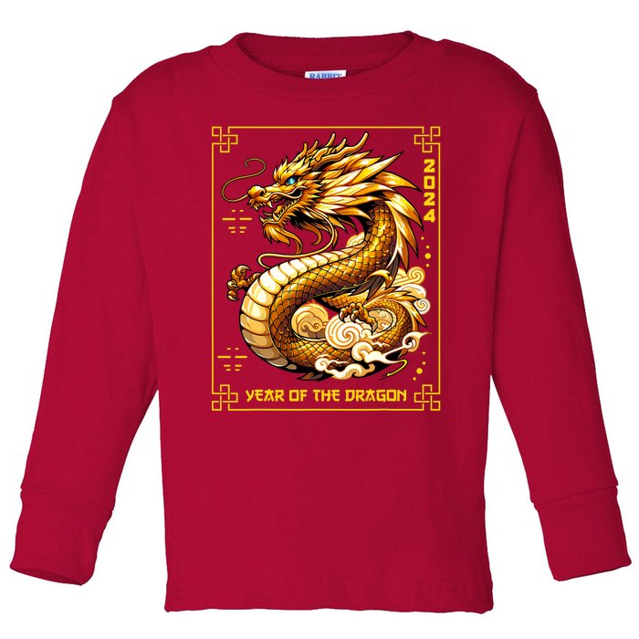 Happy Chinese New Year 2024 Lunar New Year Dragon Red Toddler Long Sleeve Shirt