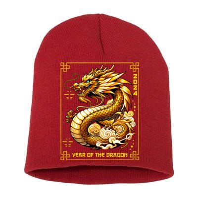 Happy Chinese New Year 2024 Lunar New Year Dragon Red Short Acrylic Beanie