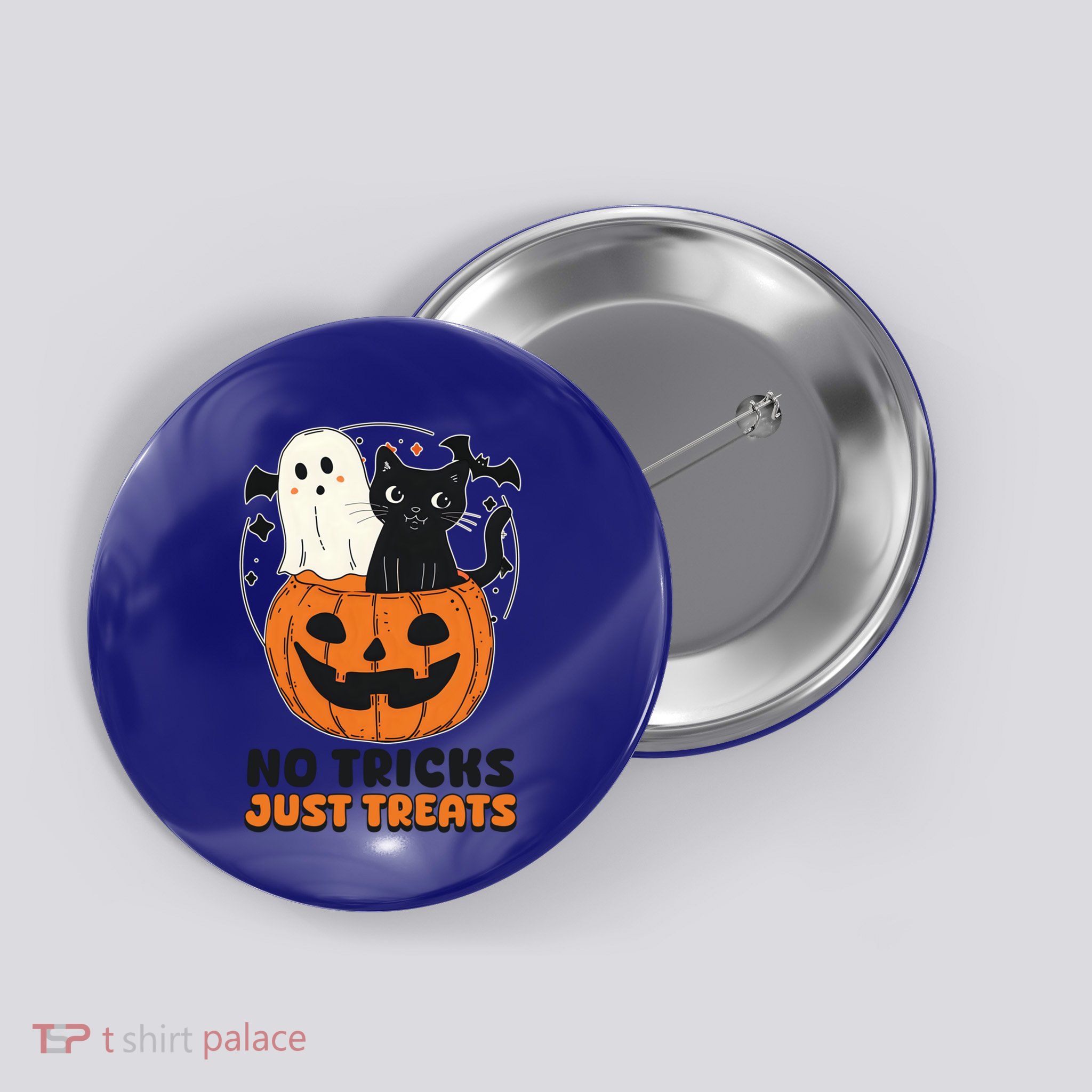 Halloween Cat No Tricks Just Treats Gift Button