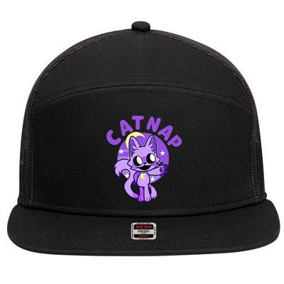 Hi Cats Nap Lover Funny Cat Cat Lover 7 Panel Mesh Trucker Snapback Hat