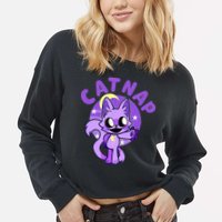 Hi Cats Nap Lover Funny Cat Cat Lover Cropped Pullover Crew