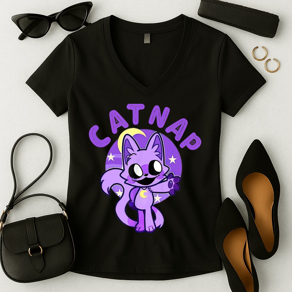 Hi Cats Nap Lover Funny Cat Cat Lover Women's V-Neck T-Shirt