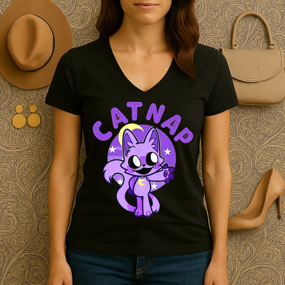 Hi Cats Nap Lover Funny Cat Cat Lover Women's V-Neck T-Shirt