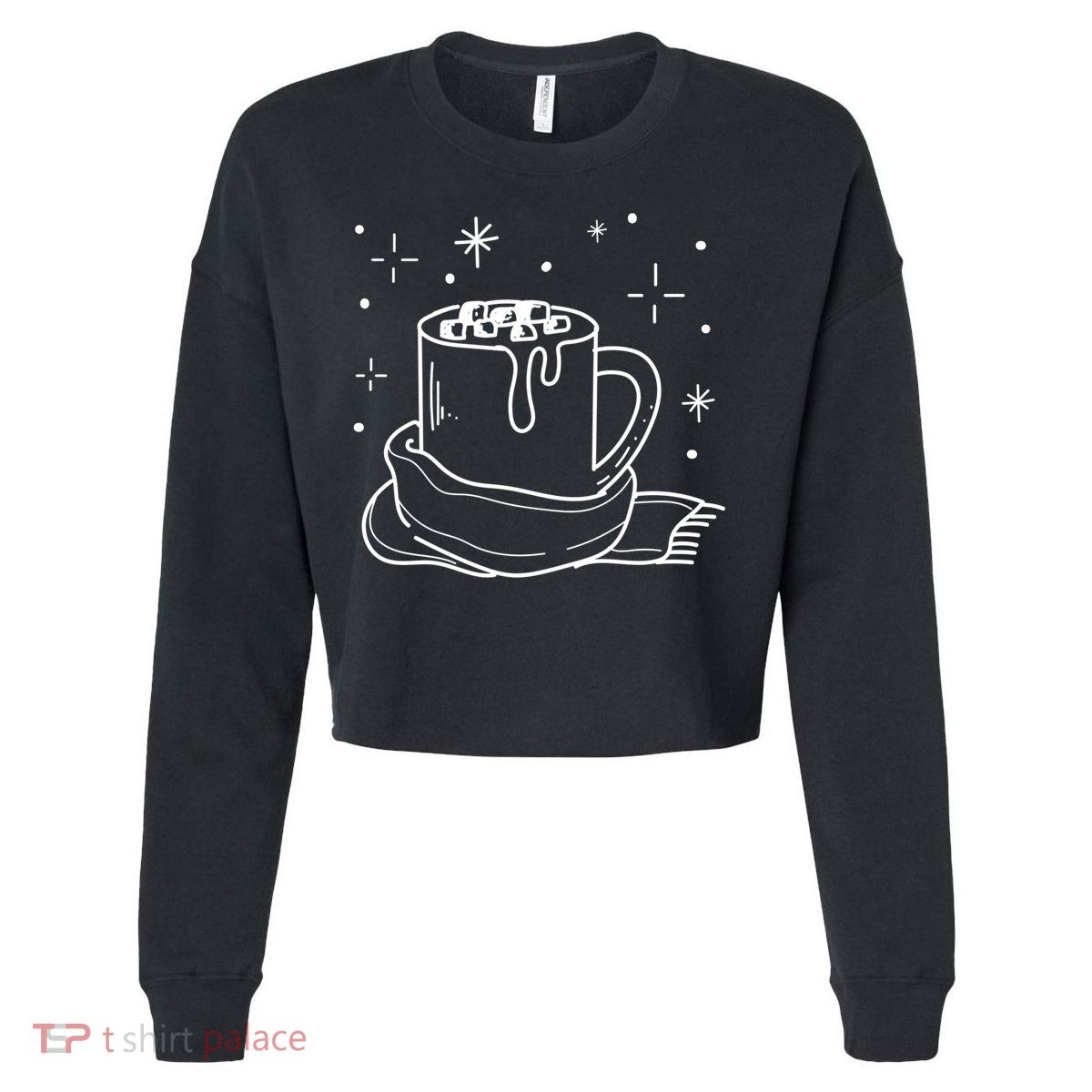 Hot Chocolate Nature Snow Cozy Winter Days Gift Cropped Pullover Crew