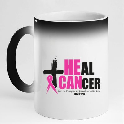 Heal Cancer Nothing Is Impossible With God Breast 11oz Black Color Changing Mug