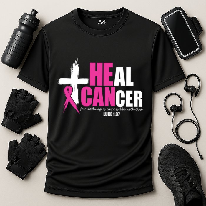Heal Cancer Nothing Is Impossible With God Breast Cooling Performance Crew T-Shirt