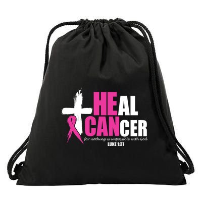 Heal Cancer Nothing Is Impossible With God Breast Drawstring Bag