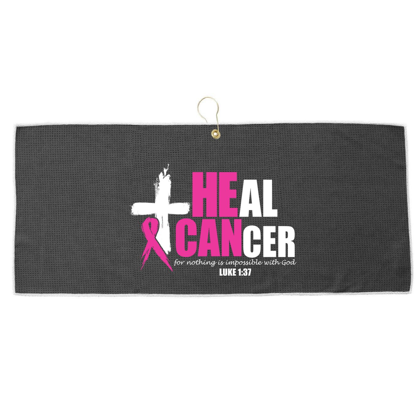 Heal Cancer Nothing Is Impossible With God Breast Large Microfiber Waffle Golf Towel