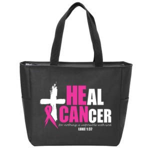 Heal Cancer Nothing Is Impossible With God Breast Zip Tote Bag